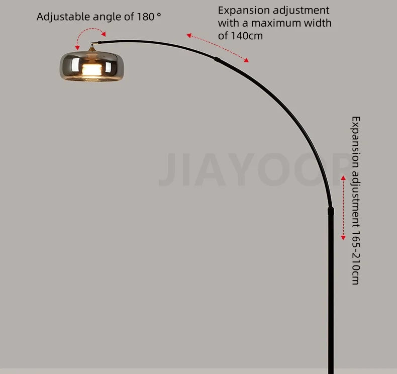 Italian Floor Lamp Living Room Sofa Side Standing Lamp Glass Fishing Lamp Light Luxury Bedroom Bedside Lamp Decorative Light LED