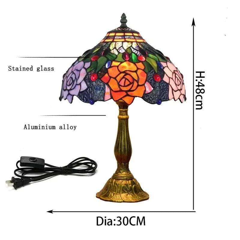 2025 Turkish Table Lamp Tiffany Stained Glass With Dragonflys Vintage Desk Lamp Bedroom Mediterranean Restaurant Home Deco Light