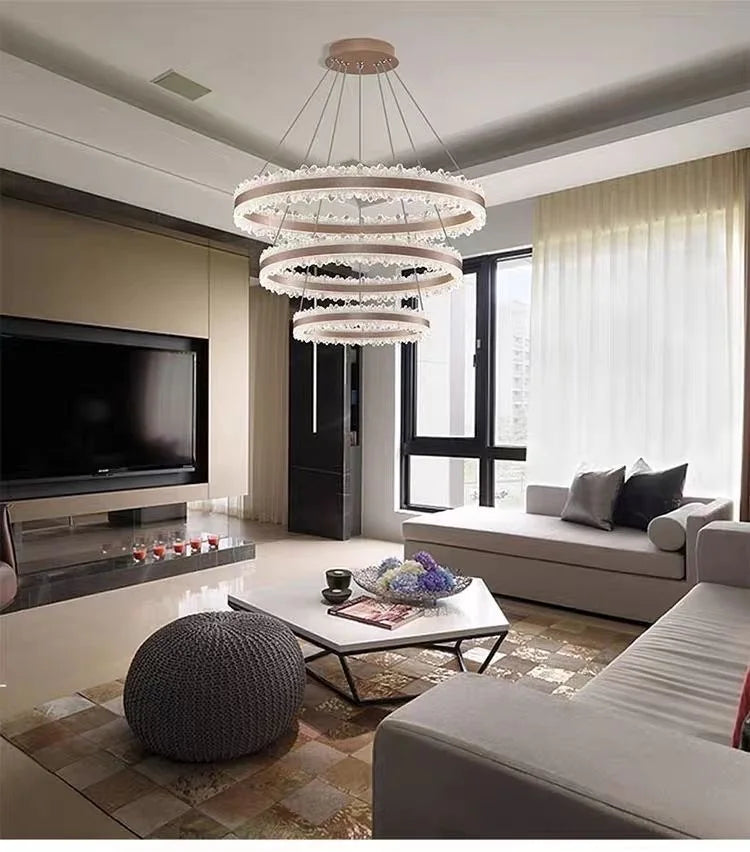 Italian iceberg modern light luxury style living room chandeliers high-end dining main light 2025 new round atmospheric lighting