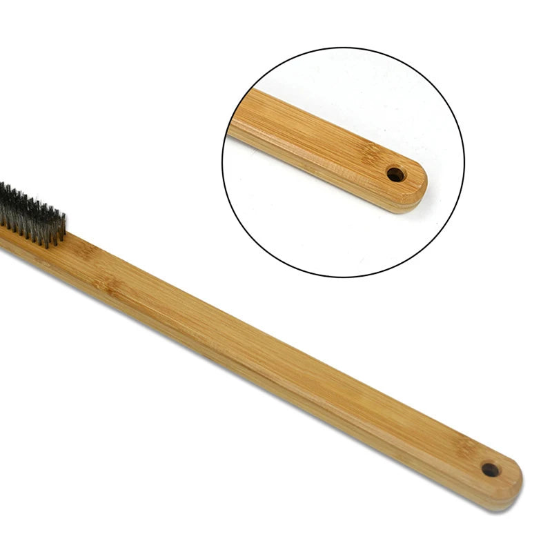 Kitchen Pizza Oven Copper Brush Wood Handle Bristle Brass Grill Cleaning Small Brush For Oven Cleaner