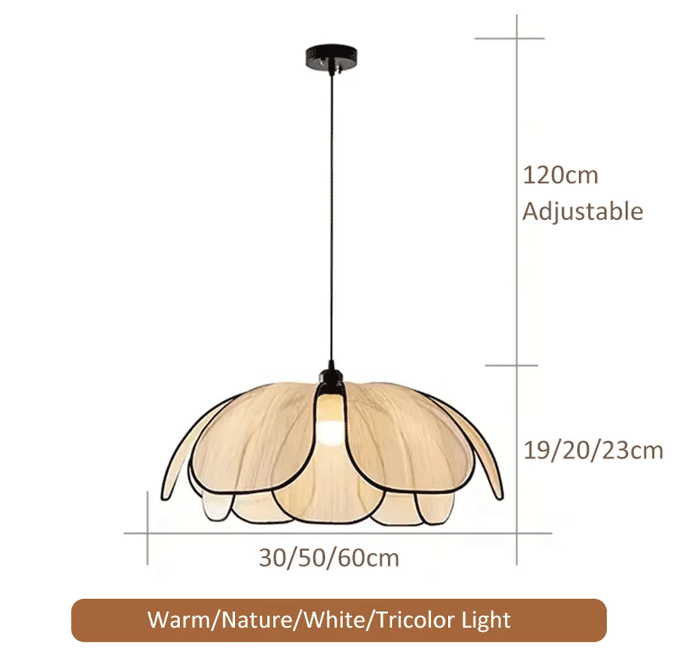 Nordic Modern Retro Chandelier LED Hand-woven Lotus 3 color French Cream Pendant Lamps Bedroom Living Room Lighting Fixtures