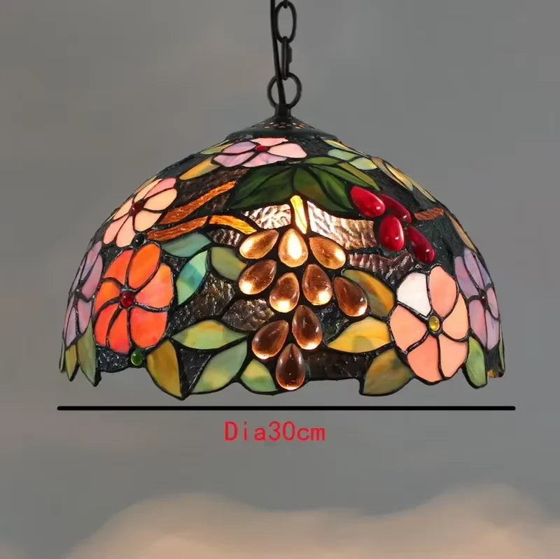 Nordic Tiffany chandelier Kitchen Dining room hallway handmade glass chandelier e27 indoor home decor peacock country lamp