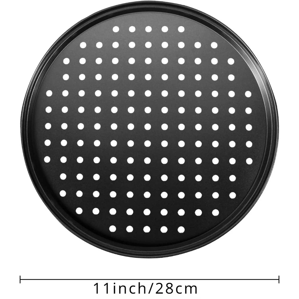 1Pcs Pizza Pans for Oven Round Pizza Pan with Holes 28cm Pizza Tray for Oven Baking Steel Pizza Oven Accessories Kitchen Tools