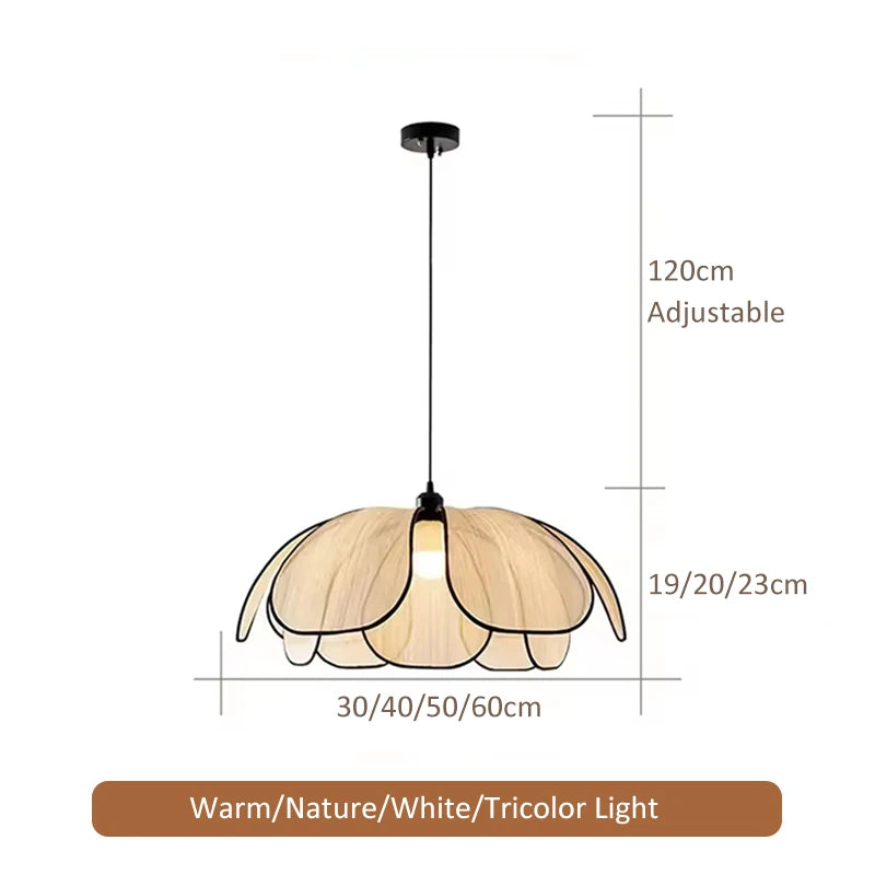 Nordic Modern Retro Chandelier LED Hand-woven Lotus 3 color French Cream Pendant Lamps Bedroom Living Room Lighting Fixtures