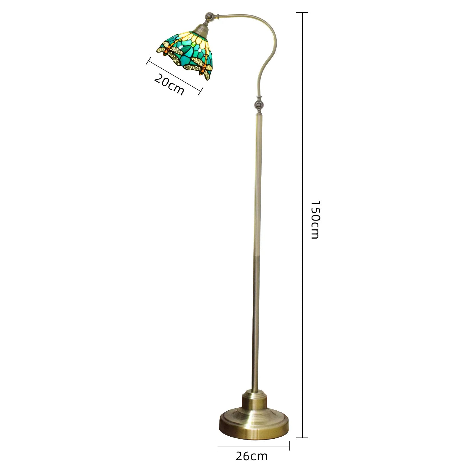 Tiffany Floor Lamp Stained Glass Table Light Mediterranean Style Retro Warm Arched Light Adjustable Angle Standing Reading Light
