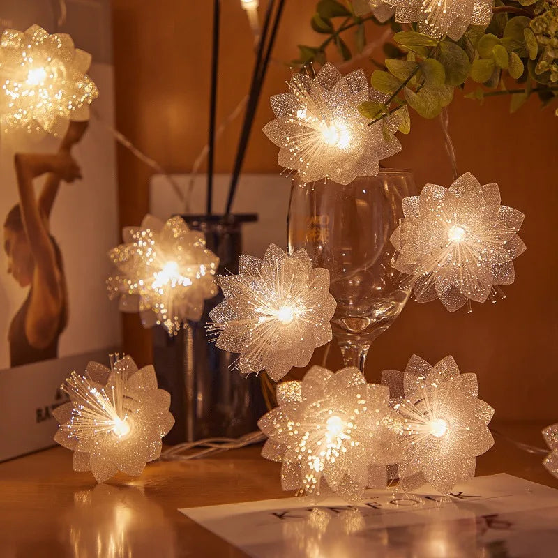 LED fiber optic flower string lights wedding party indoor and outdoor garden courtyard Christmas luminous decoration supplies