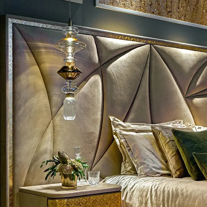 Italian Luxury Crystal Glass Chandelier Danish Design Vintage Clear Amber pendant lamp American bedside kitchen island LED lamp