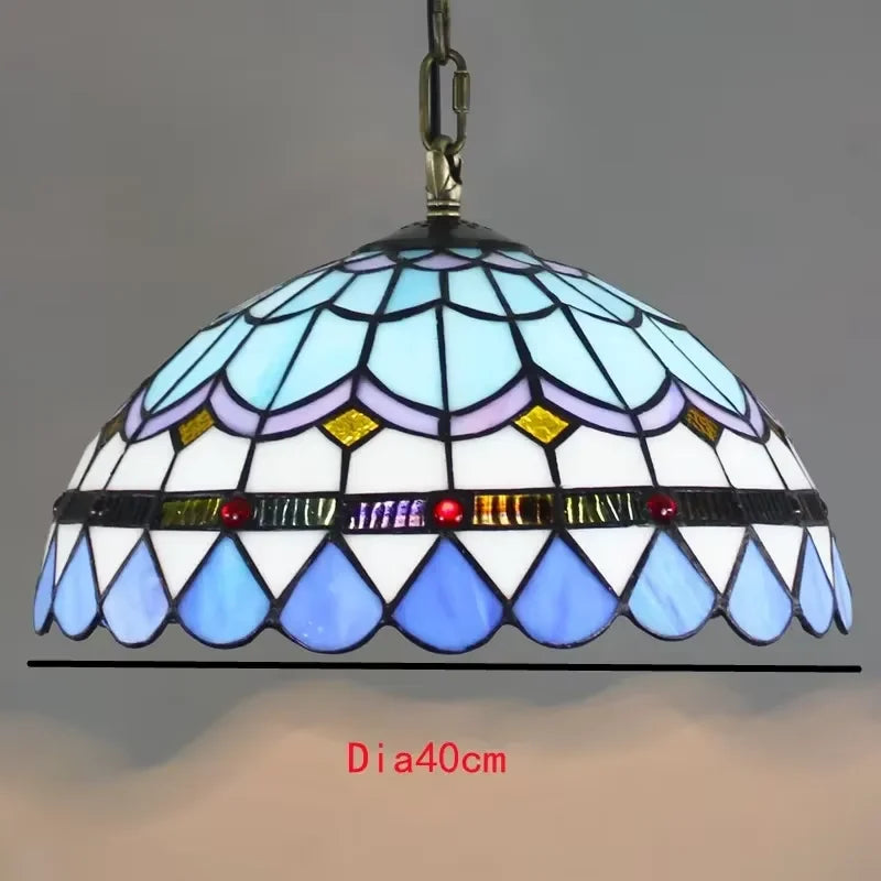 Nordic Tiffany chandelier Kitchen Dining room hallway handmade glass chandelier e27 indoor home decor peacock country lamp
