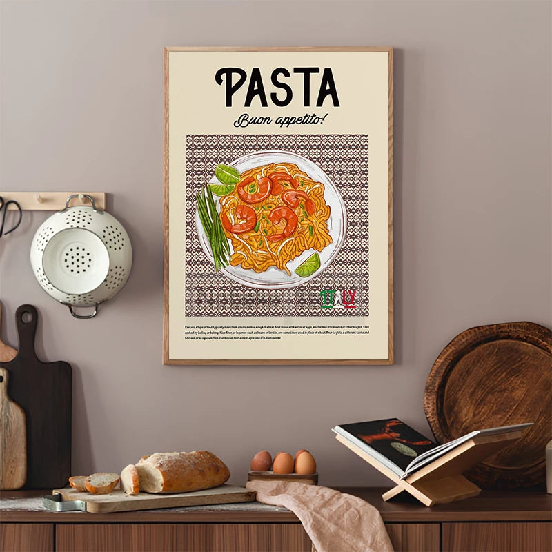 Retro Italian Food Posters Pizza Pasta Spaghetti Italy Prints Canvas Painting Wall Art Pictures Home Room Modern Kitchen Decor