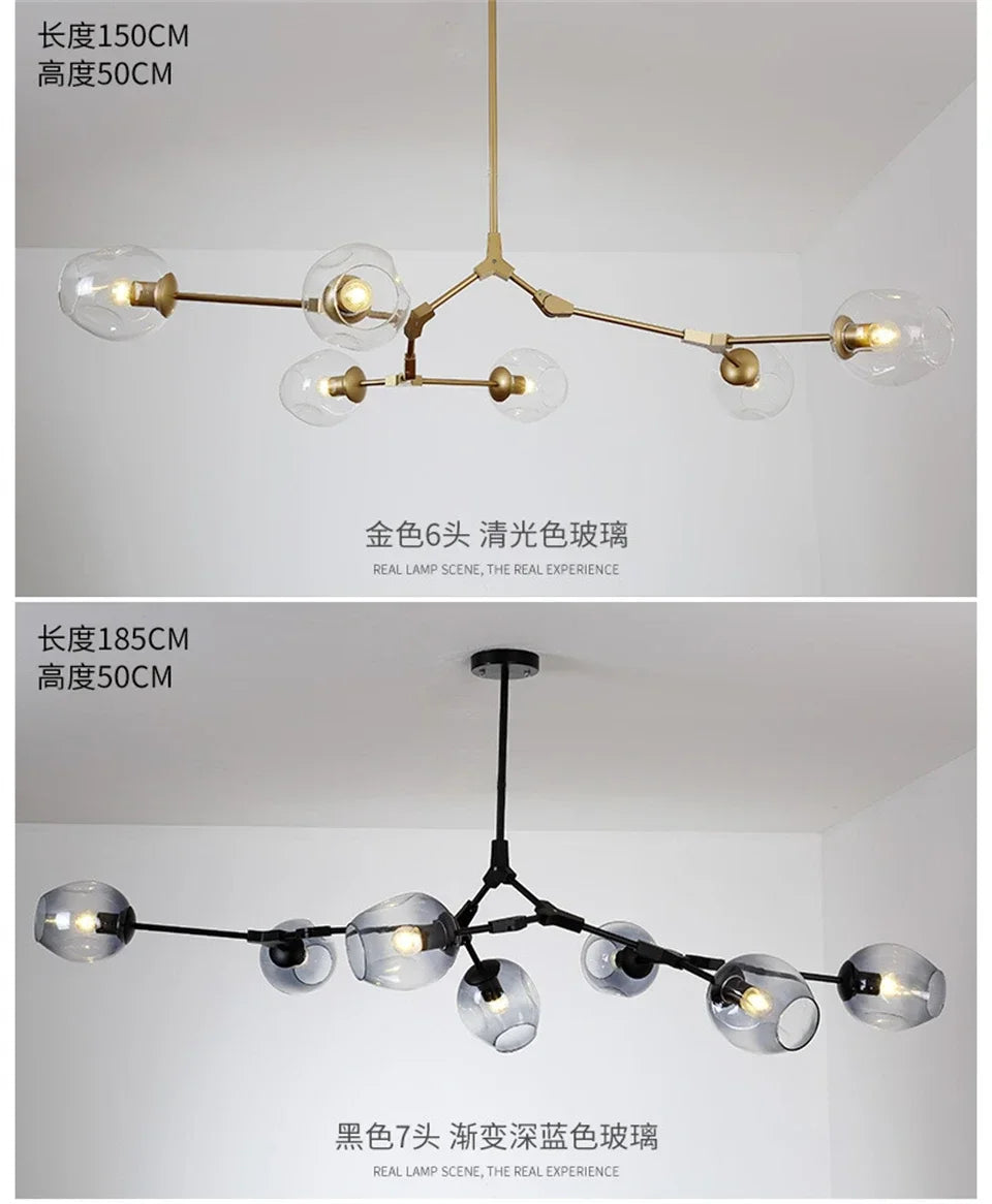 Modern Lustre Glass Chandelier LOFT LED Ceiling Lamp Pendant Lamp Living Dining Room Home Decor Hanging Lights Kitchen Fixtures