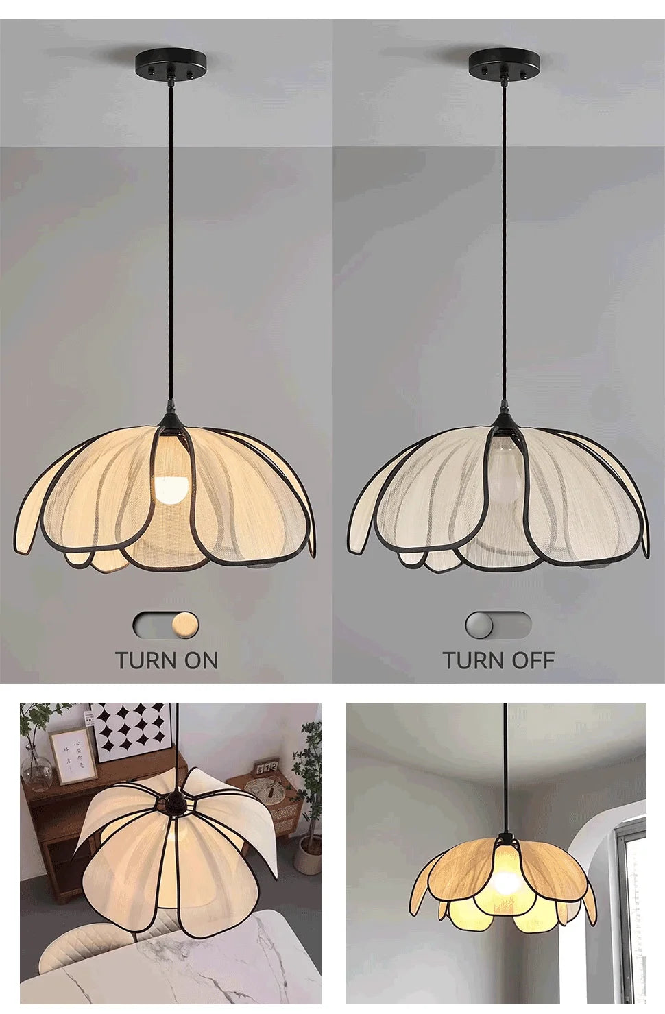 Nordic Modern Retro Chandelier LED Hand-woven Lotus 3 color French Cream Pendant Lamps Bedroom Living Room Lighting Fixtures