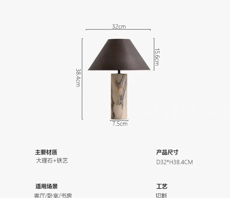 Italian Design Marble Stone Table Lamp LED E27 Minimalist Modern Desk Lights Home Decor Living/model Room Bedroom Study Cafe Bar
