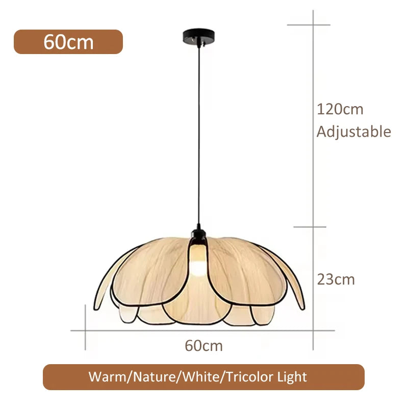 Nordic Modern Retro Chandelier LED Hand-woven Lotus 3 color French Cream Pendant Lamps Bedroom Living Room Lighting Fixtures