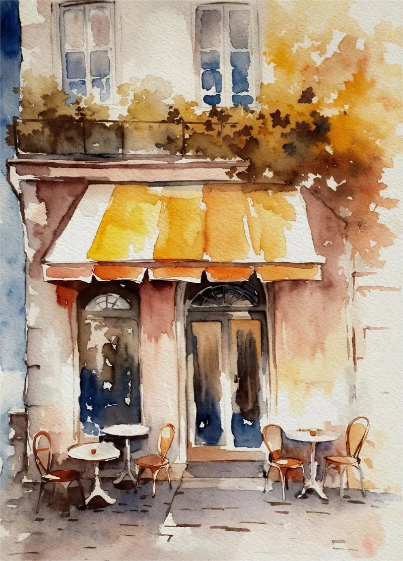 Paris Rome Santorini Coastal City Architecture landscape Watercolor Art Poster Canvas Paintings Wall Art Pictures Home Decor